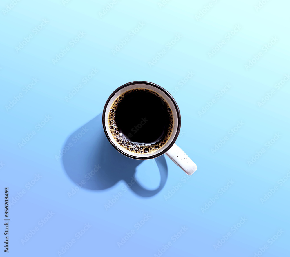 Coffee mug pattern overhead view - flat lay