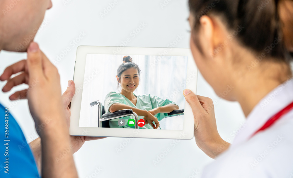 Doctor telemedicine service online video for virtual patient health medical chat . Remote doctor hea