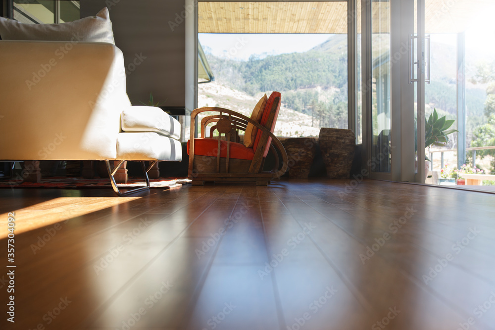 Living room interior hardwood floor and sofa