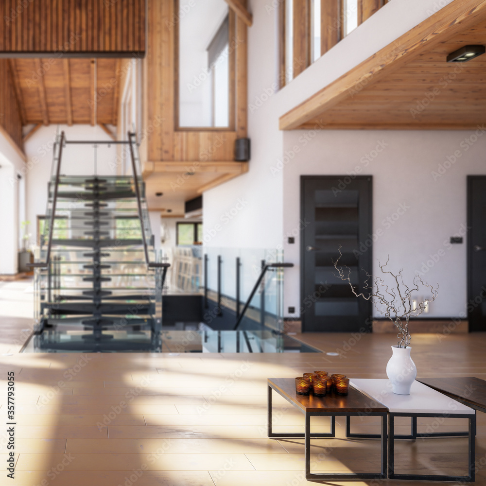 Contemporary Interior Design of a Villa - focused 3d visualization