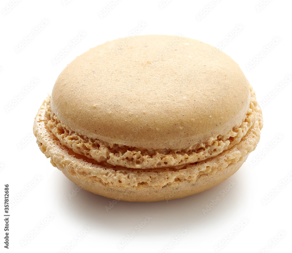 vanilla macaroon on white background