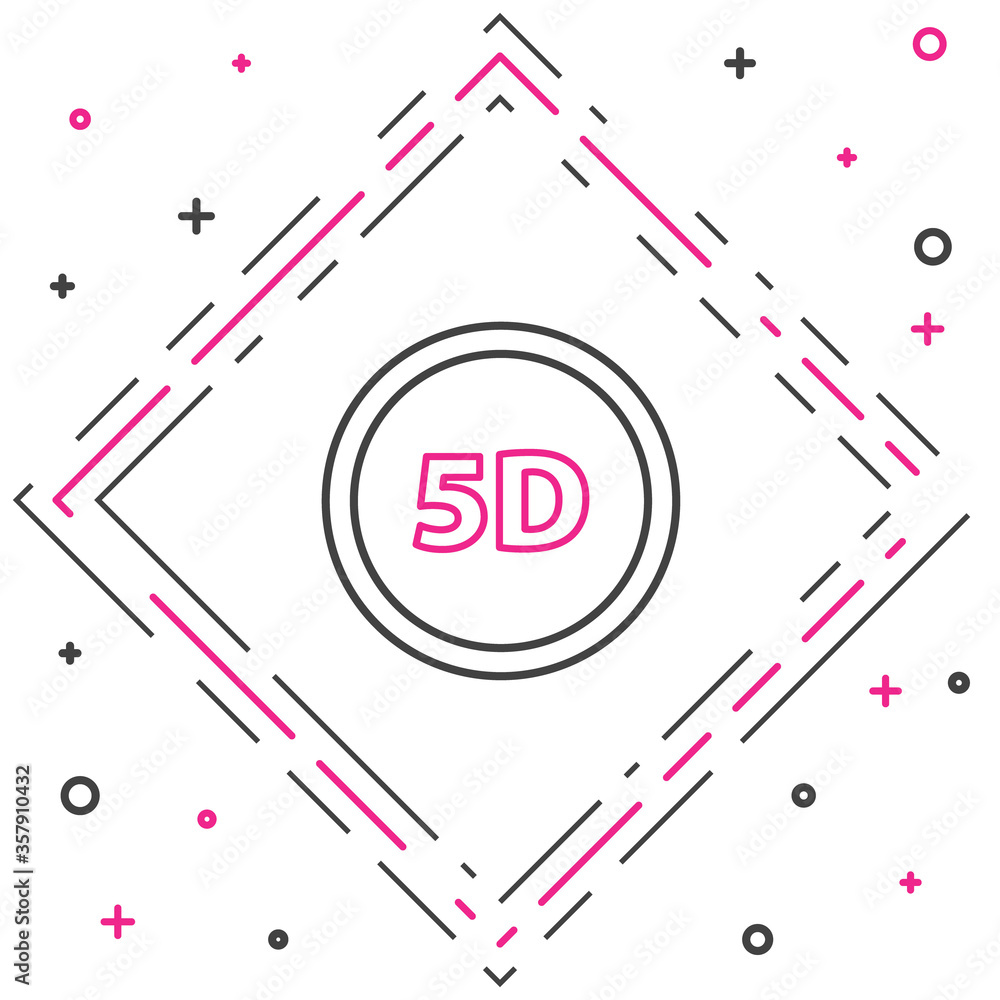 白色背景上隔离的5d线虚拟现实图标。大型三维徽标。彩色ou