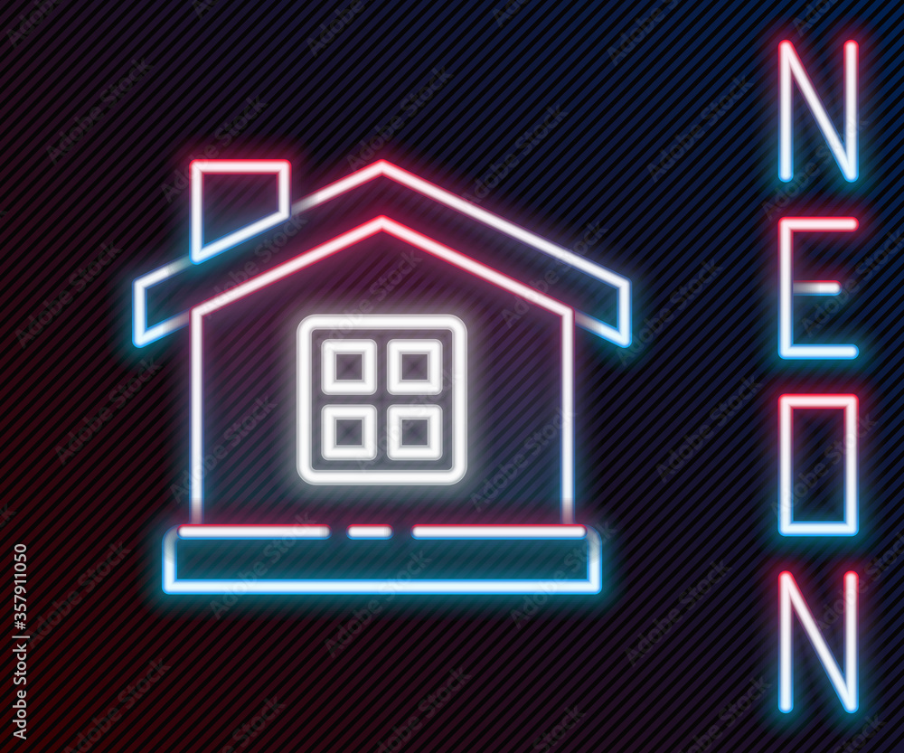 Glowing neon line House icon isolated on black background. Home symbol. Colorful outline concept. Ve