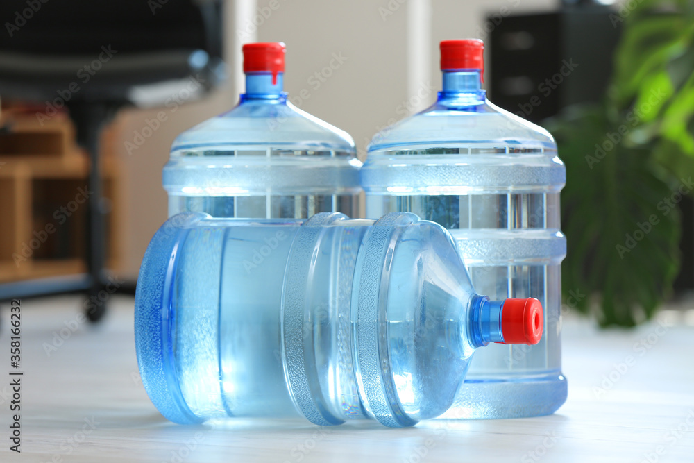 Bottles of fresh water in office