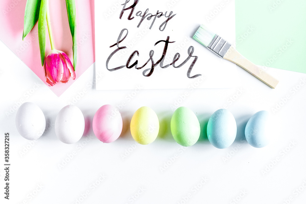 Easter concept on white background top view mockup