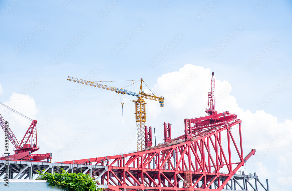 Steel structure undersea bridge under construction