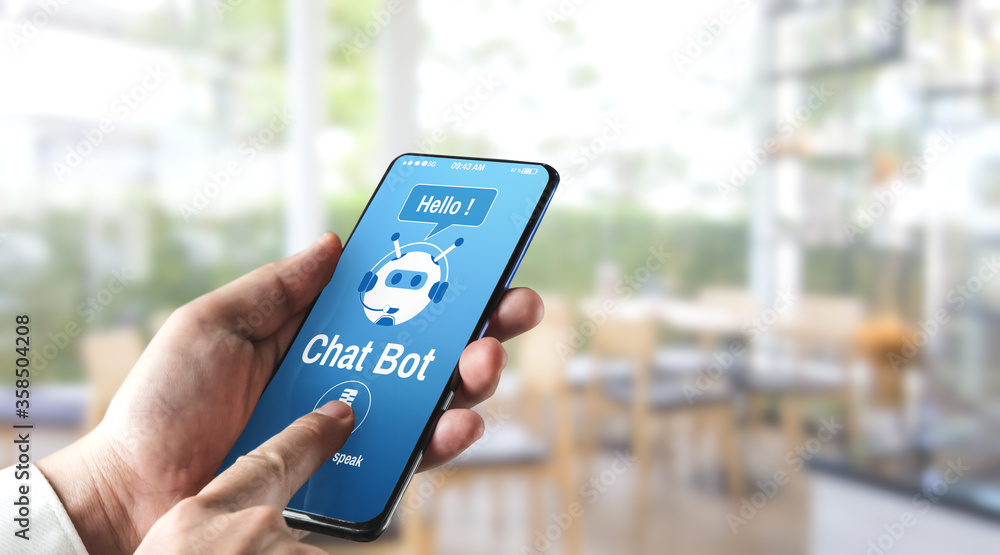 AI Chatbot smart digital customer service application concept.