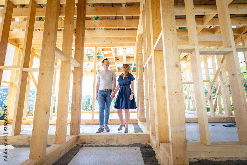 Couple make their dreams of building their own home come true visiting house under construction