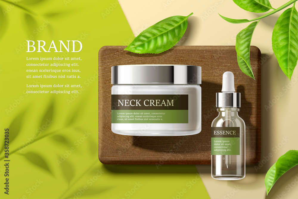 Ad template for essence and cream