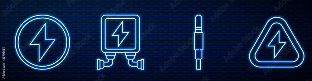 设置线路音频插孔、避雷针、变压器和高压。在bri上发光的霓虹灯图标
