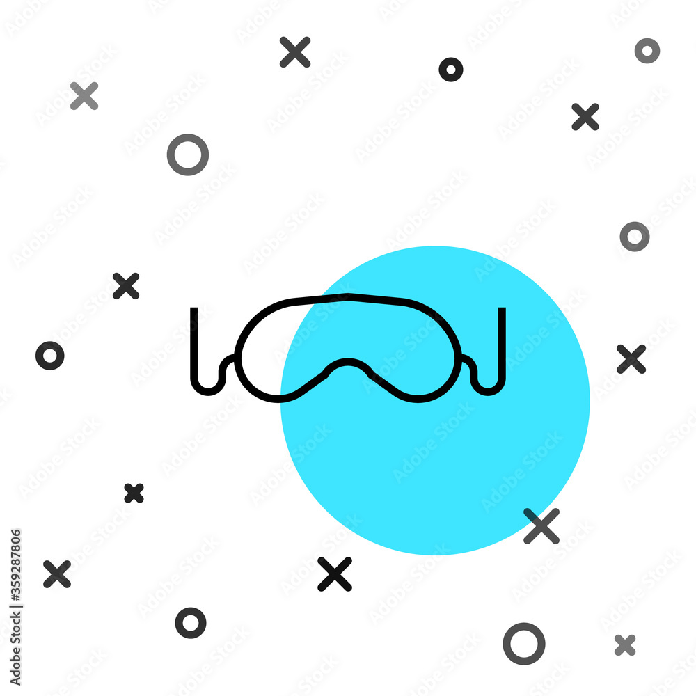 Black line Eye sleep mask icon isolated on white background. Random dynamic shapes. Vector Illustrat