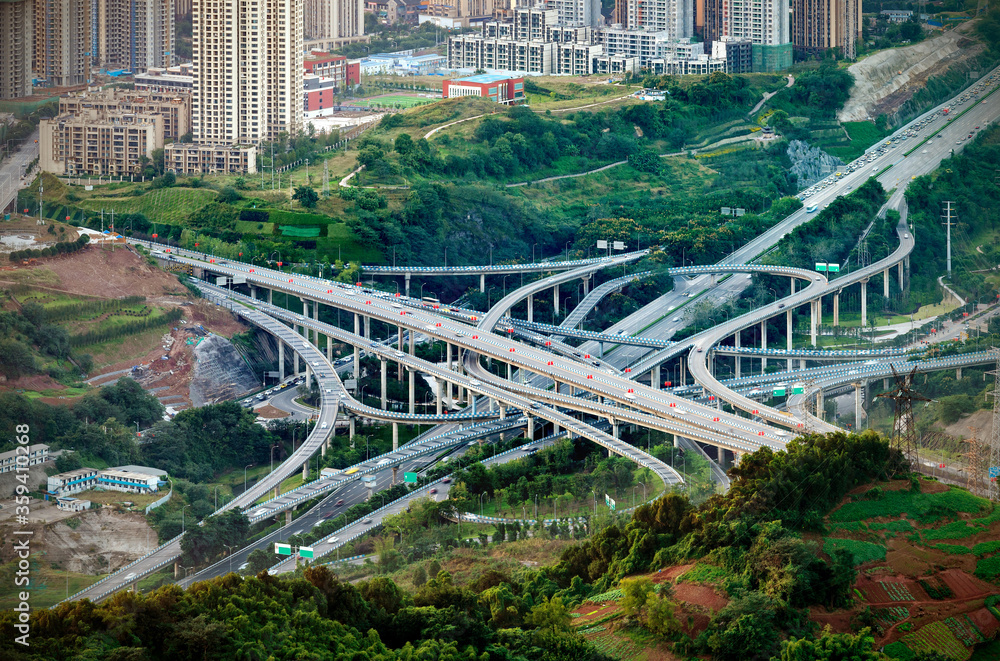 The most complicated viaduct in Chongqing, China