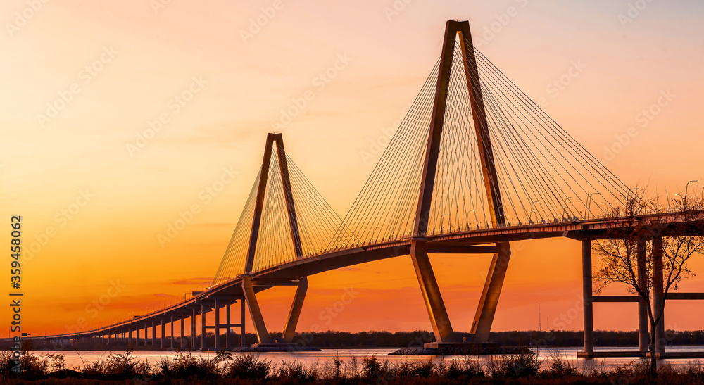 Cooper River Bridge at night in Charleston, South Carolina