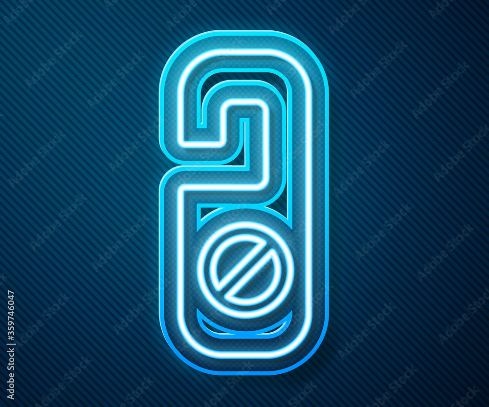 Glowing neon line Please do not disturb icon isolated on blue background. Hotel Door Hanger Tags.  V