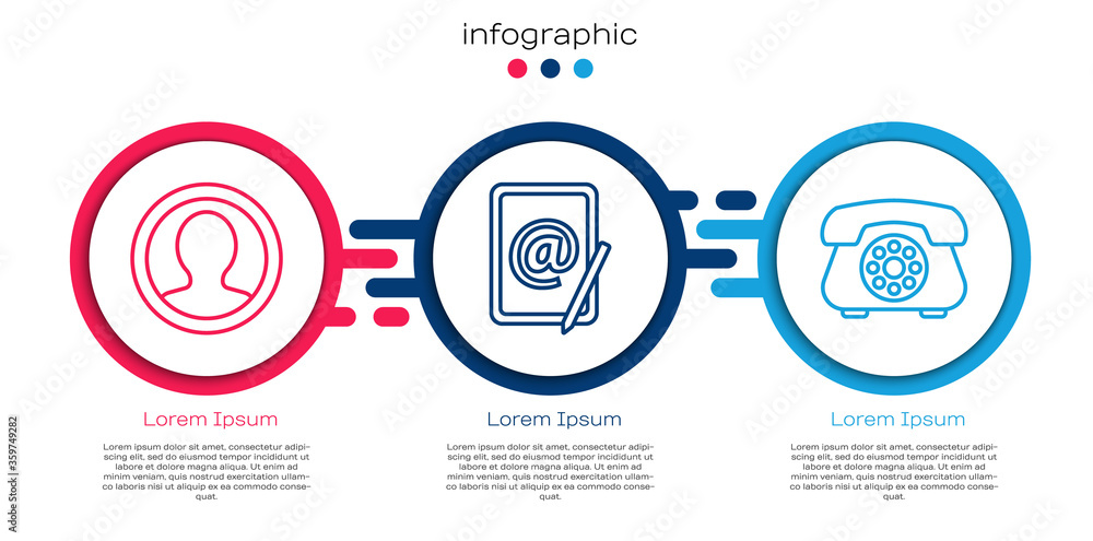 设置行创建帐户屏幕、邮件和电子邮件以及电话。业务信息图模板。矢量