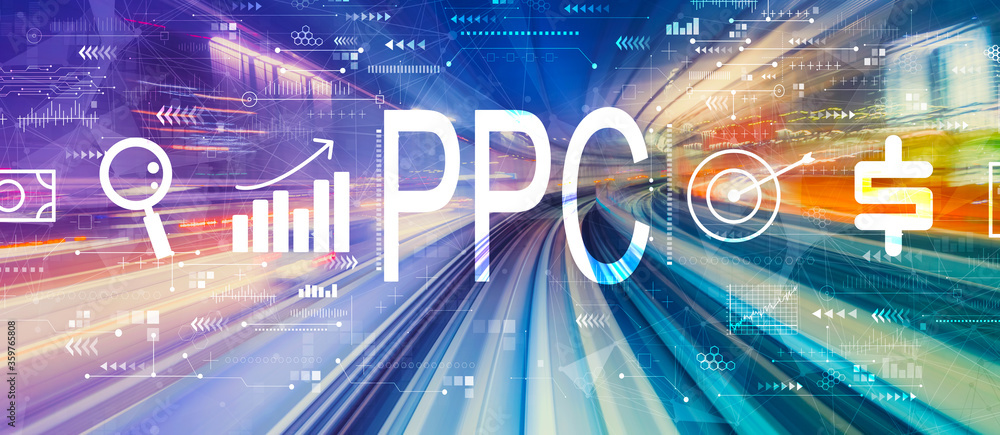 PPC-点击付费概念，采用抽象高速技术POV运动模糊