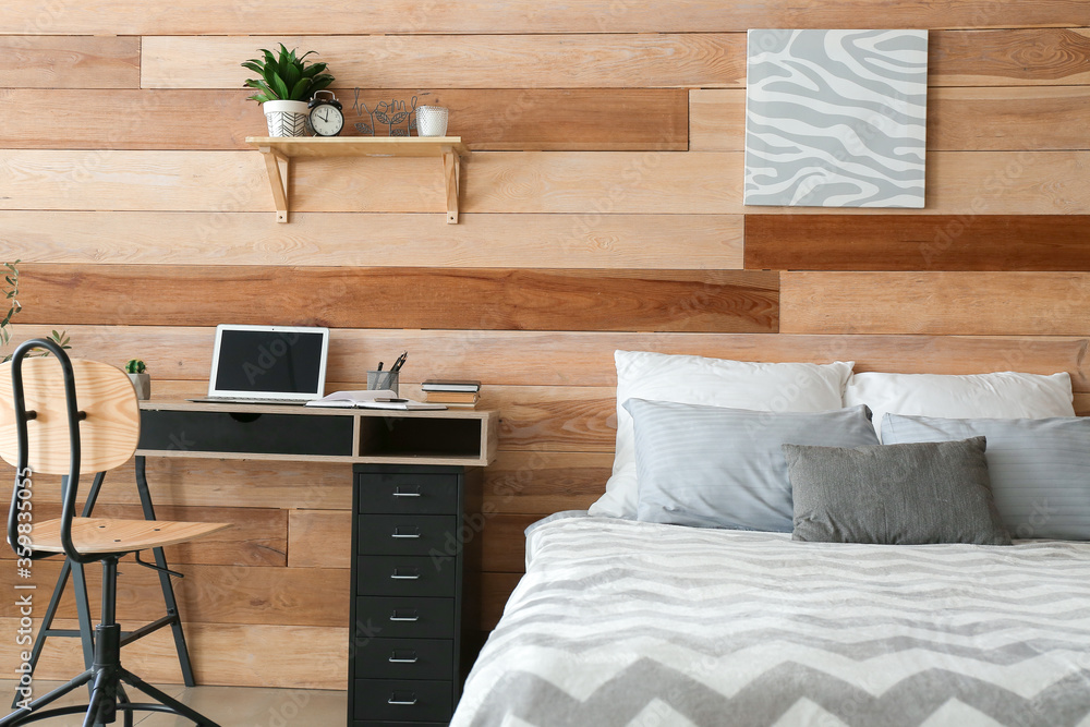 Stylish interior of modern bedroom