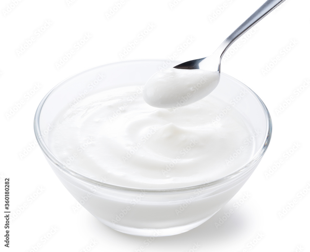 Yogurt on a white background