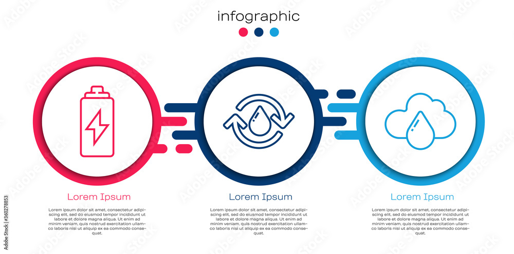 设置线路电池，回收干净的水和雨水。商业信息图模板。矢量