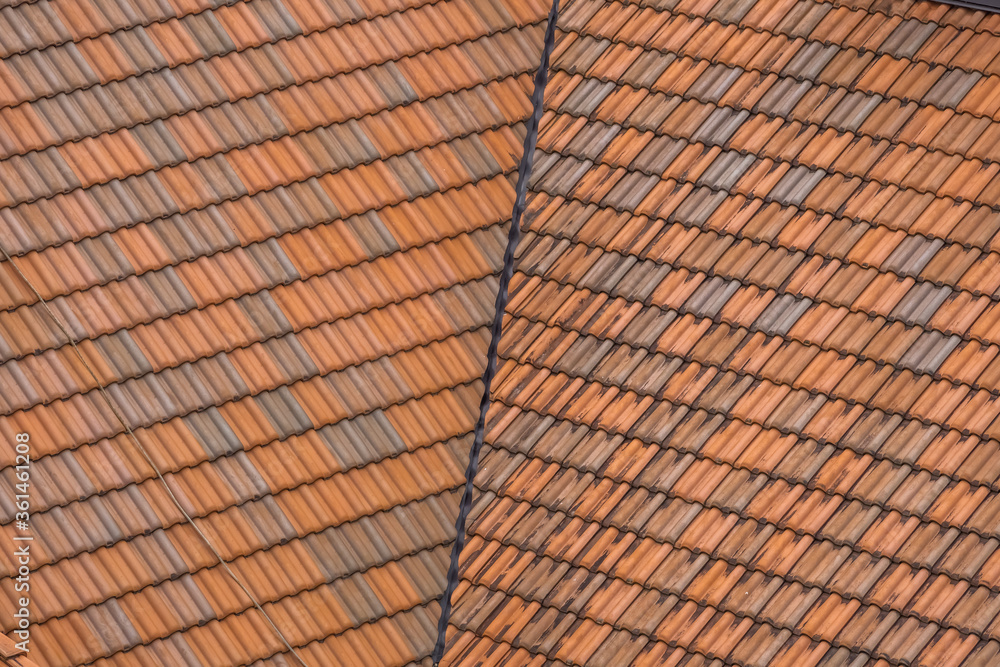 ヨーロッパの屋根瓦　European red tile pattern photo