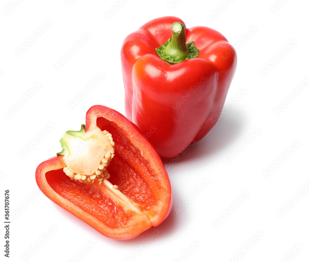 Red bell pepper on white background