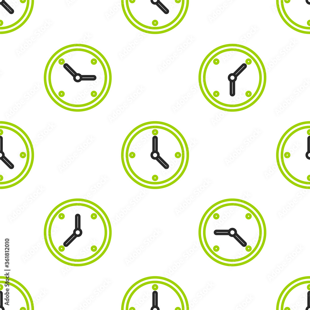 Line Fast time delivery icon isolated seamless pattern on white background. Timely service, stopwatc