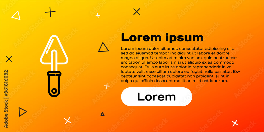 在黄色背景上隔离的线条Trowel图标。彩色轮廓概念。矢量插图。