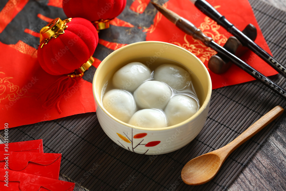 sweet rice dumplings in bowl,Chinese Lantern Festival