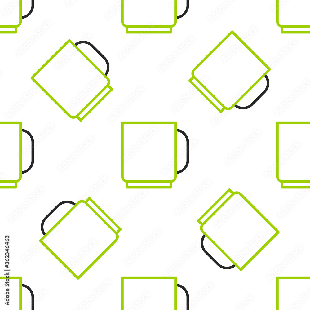 Line Coffee cup icon isolated seamless pattern on white background. Tea cup. Hot drink coffee. Vecto