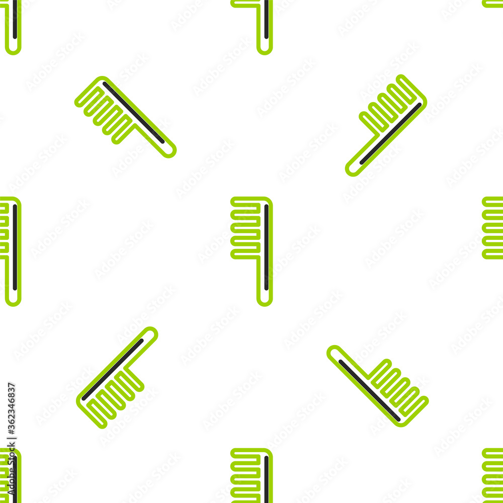 Line Hairbrush icon isolated seamless pattern on white background. Comb hair sign. Barber symbol. Ve