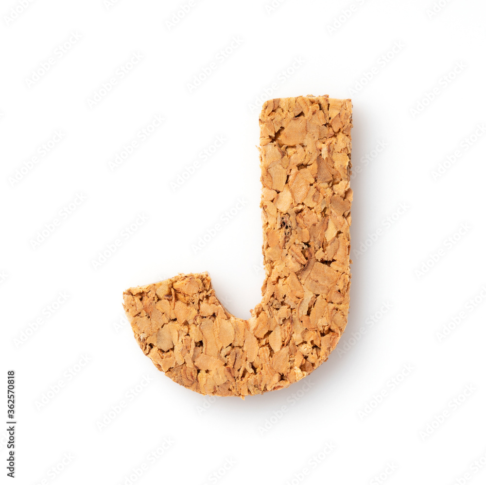 The letter “J on the cork on a white background