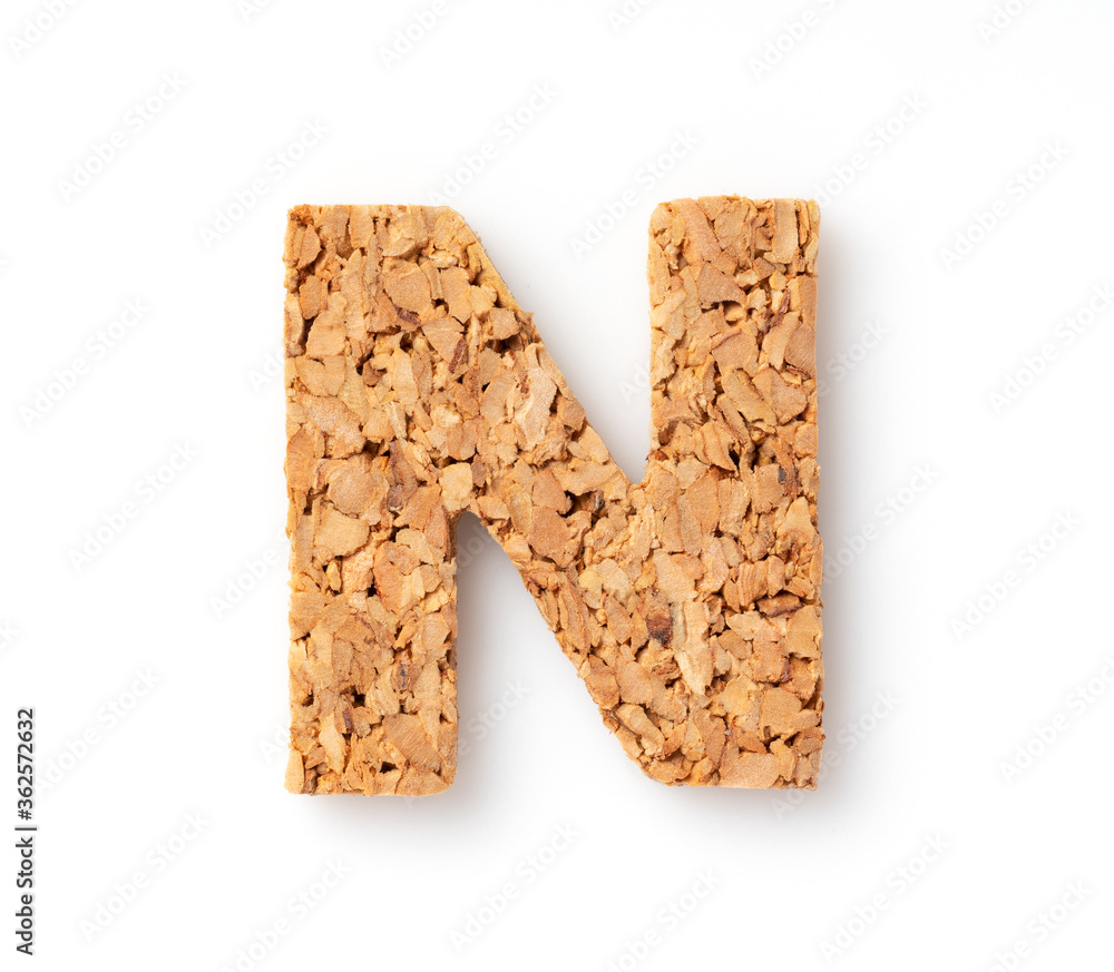 The letter “N on the cork on a white background