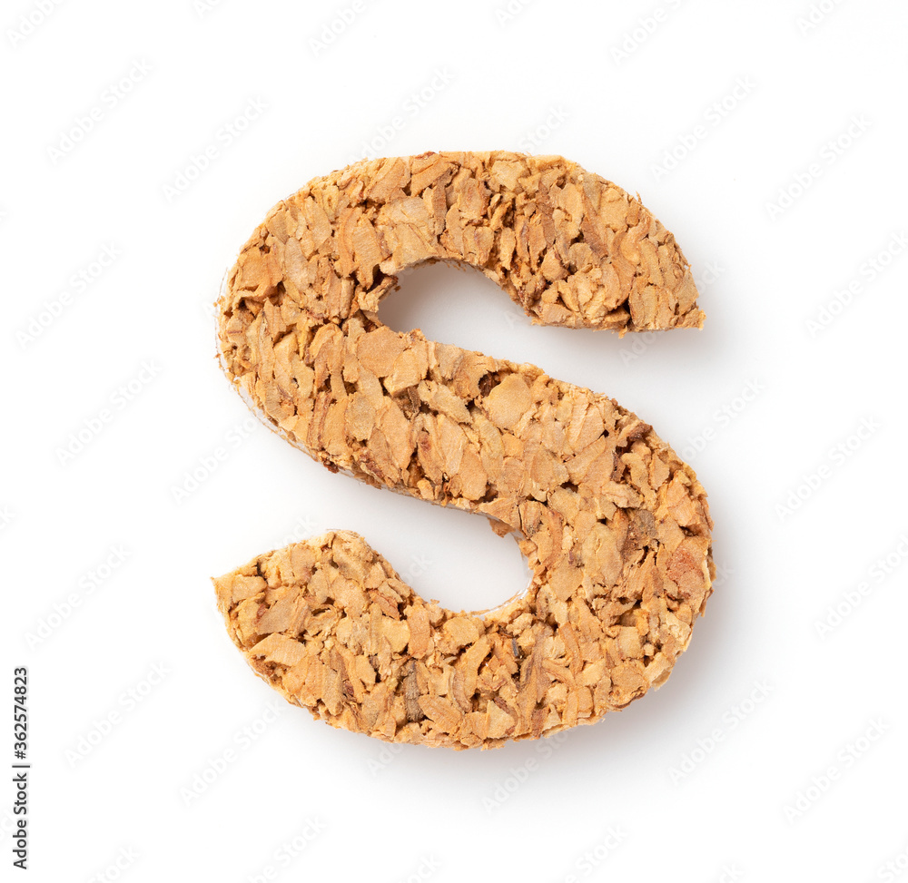 The letter “S on the cork on a white background