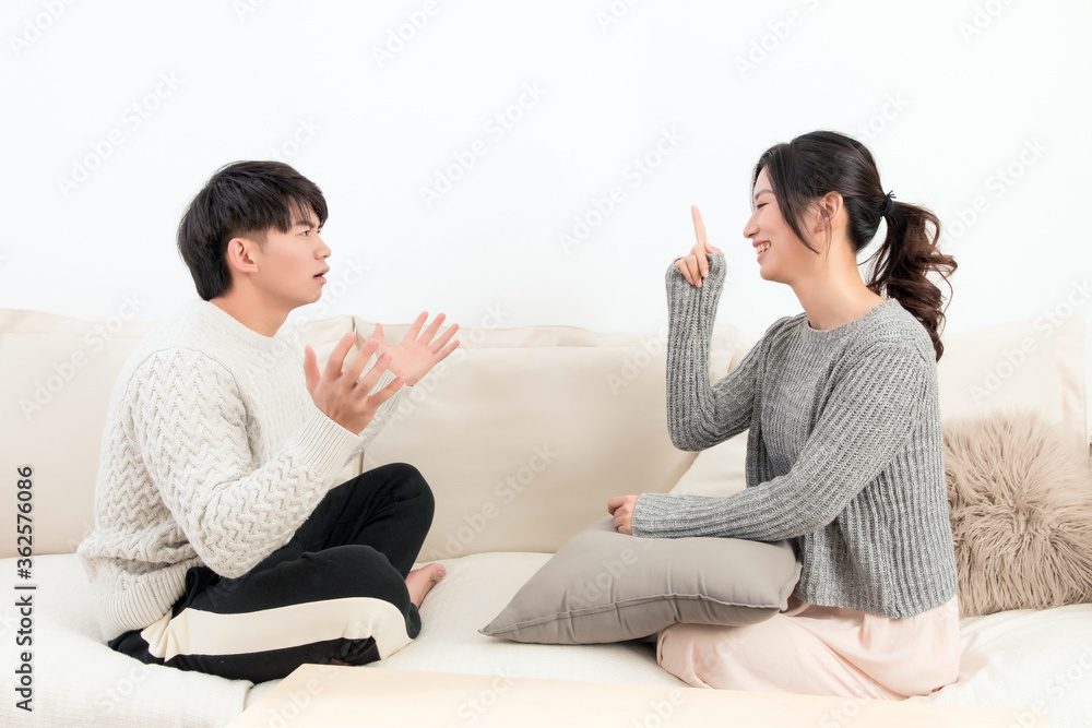 Young Asian lovers arguing
