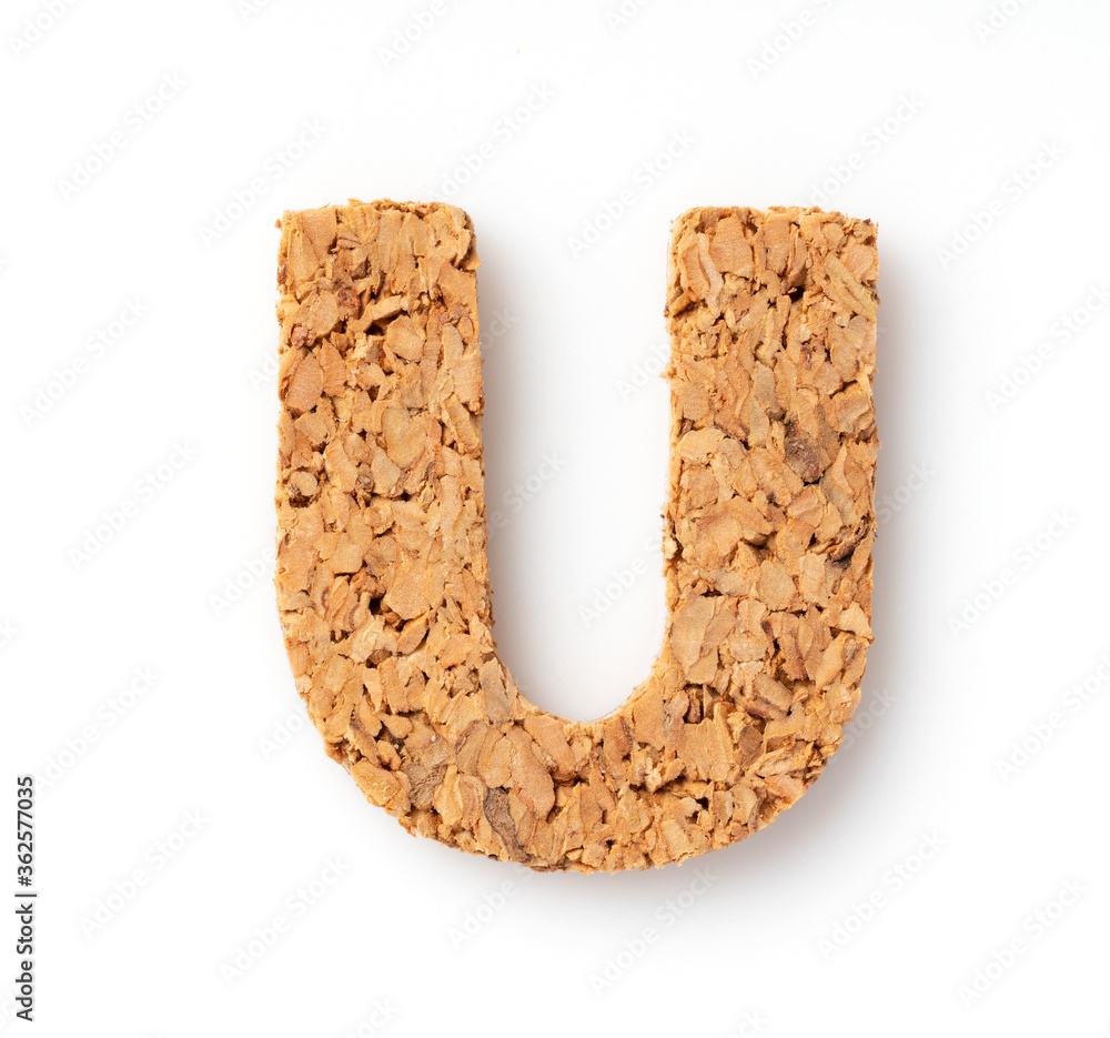 The letter “U on the cork on a white background