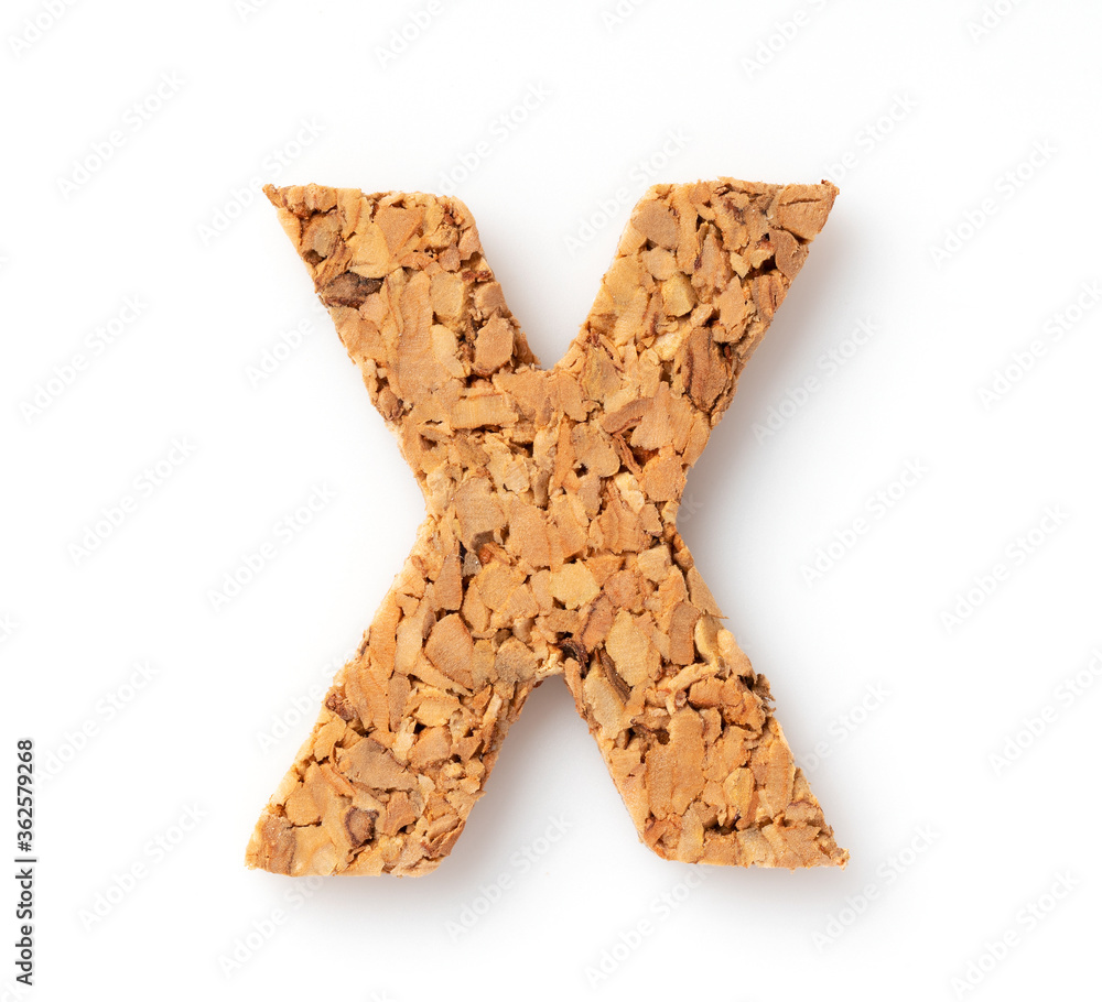 The letter “X on the cork on a white background