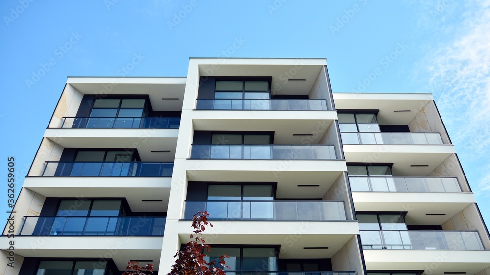 Modern European residential apartment buildings quarter. Abstract architecture, fragment of modern u