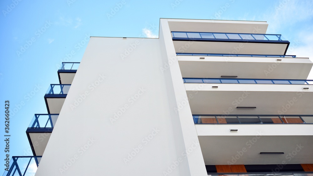 Modern European residential apartment buildings quarter. Abstract architecture, fragment of modern u