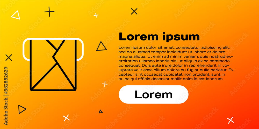 黄色背景上隔离的Line Envelope图标。电子邮件字母符号。彩色轮廓conc