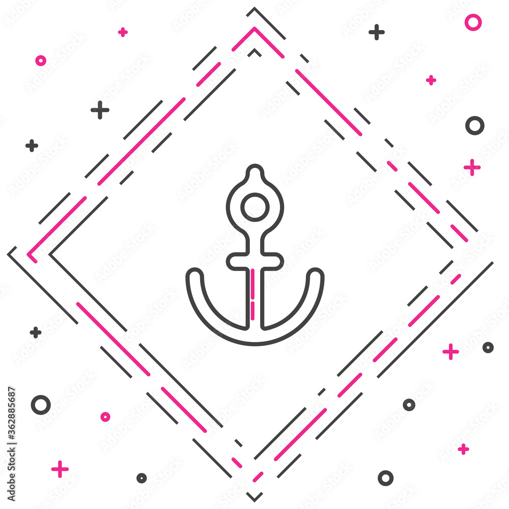 Line Anchor icon isolated on white background. Colorful outline concept. Vector Illustration.