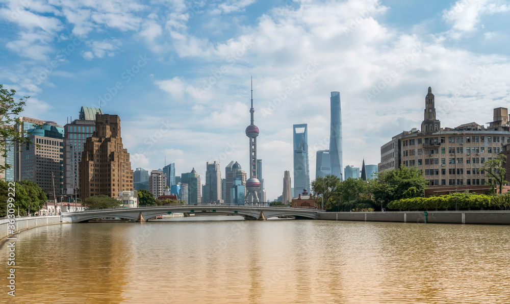 Architectural landscape of Lujiazui Financial District, Shanghai