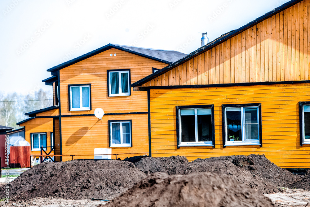 Exterior of modern wooden houses