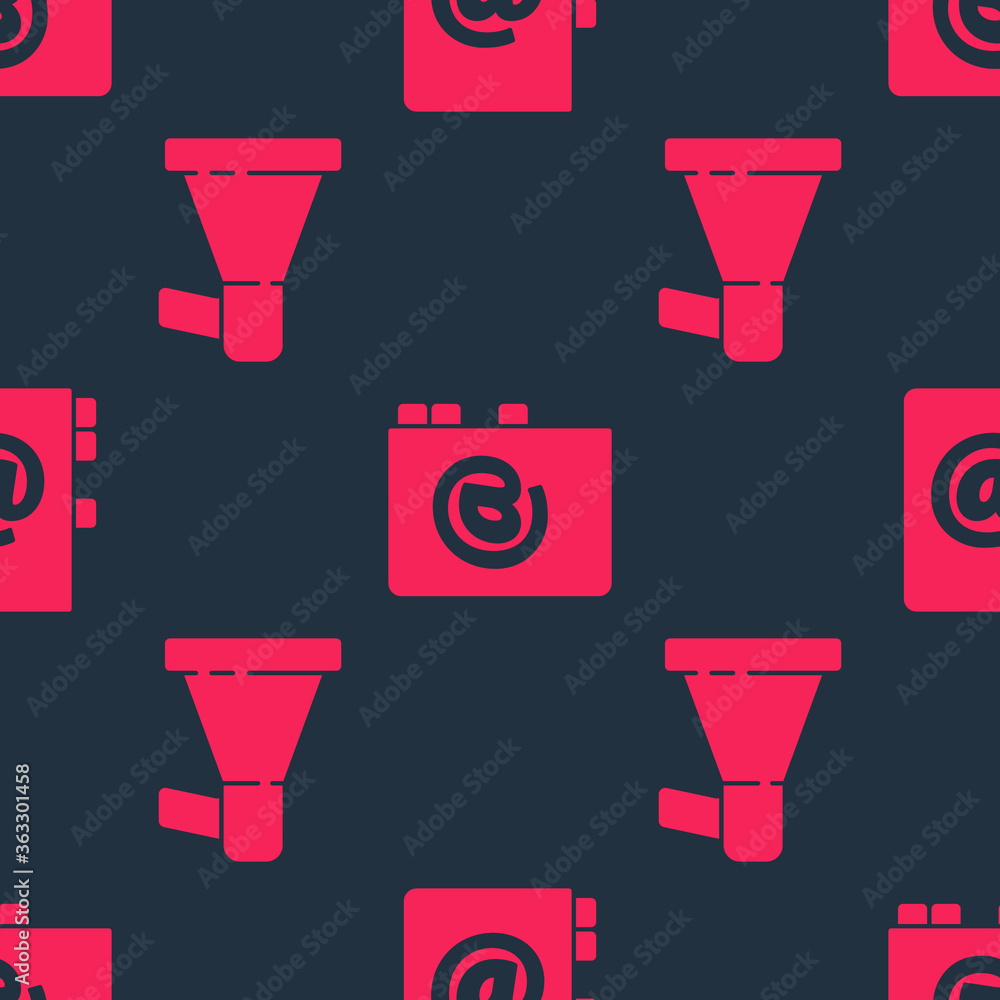 Set Megaphone and Address book on seamless pattern. Vector.