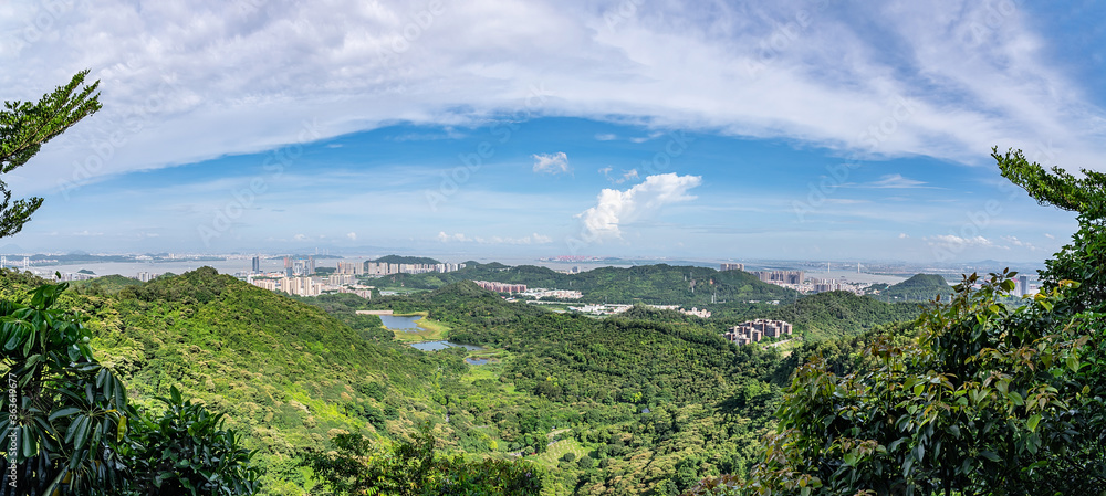 中国广州南沙黄山麓森林公园全景