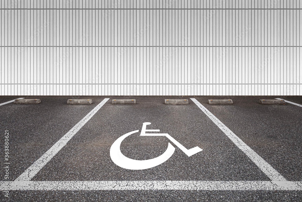 Empty outdoor public parking for the disabled