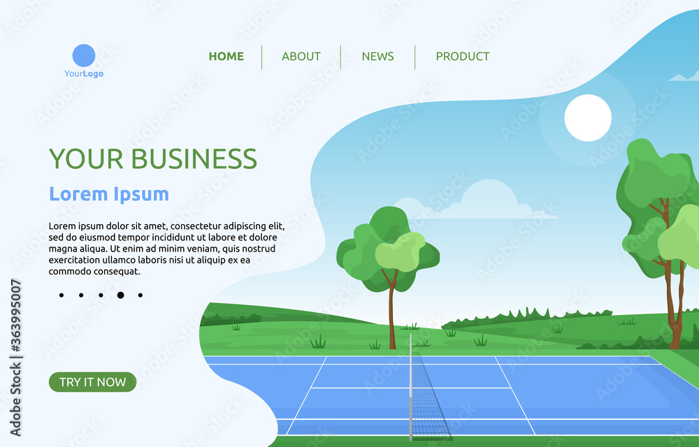 户外网球场运动游戏娱乐登陆页网页模板