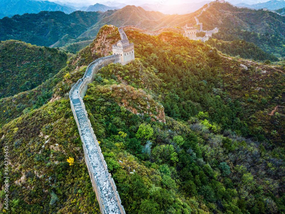 中国长城金山岭段，日落自然景观