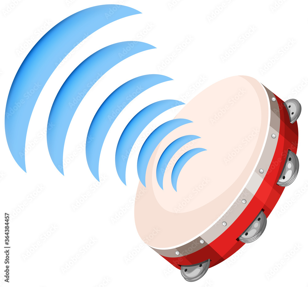 Tambourine with sound wave icon