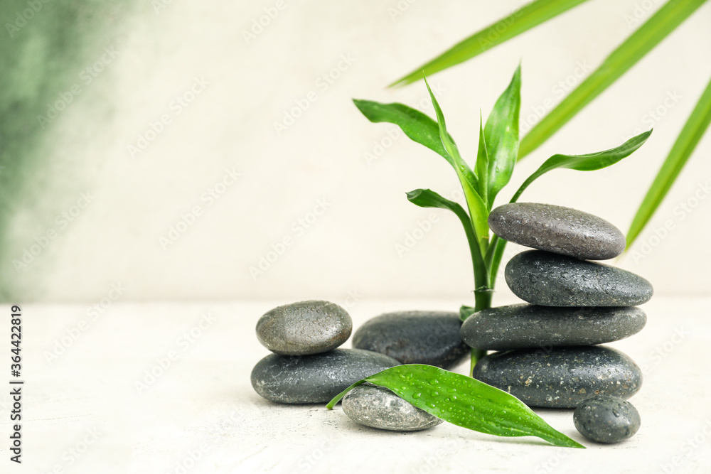 Spa stones on light background