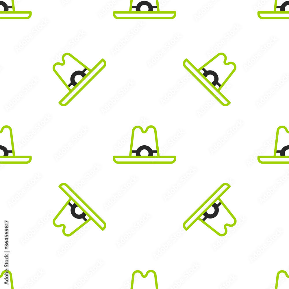 Line Western cowboy hat icon isolated seamless pattern on white background. Vector Illustration.